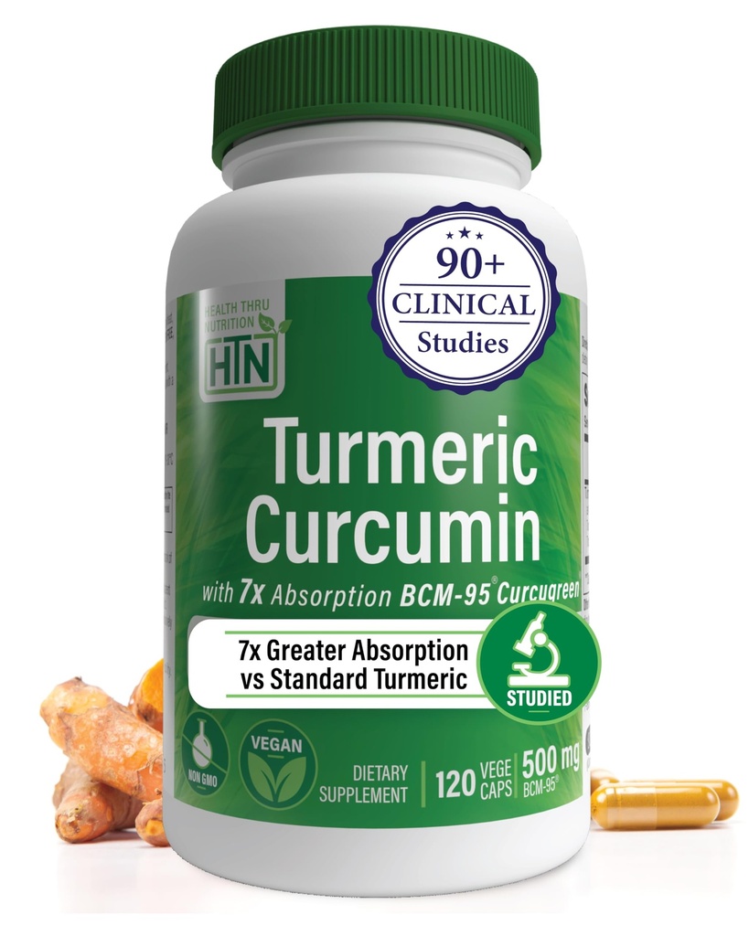 건강 목 영양 심황 쿠르쿠민 복합 500mg 보충 | BCM-95 쿠르쿠그린 임상으로 장식 | Vegan Certified (Pack of 120)