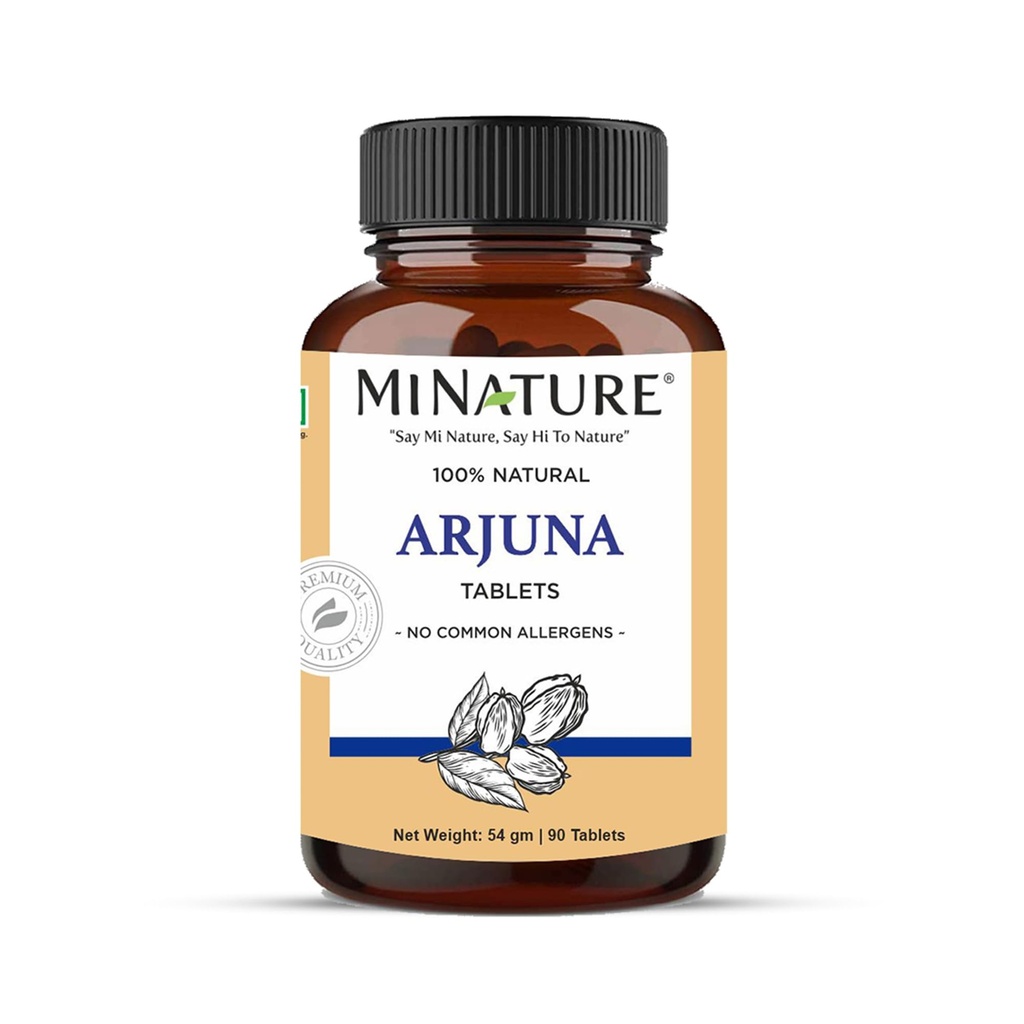 Arjuna 정제 by mi Nature -90 Tablets, 1000mg | 45 Day Supply | 100 % 천연 아르주나 정제 | Arjun bark | 사라카 인디카 | 인도