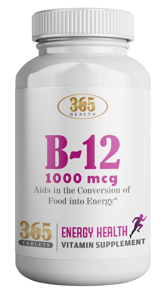 HEALTHLIFE 비타민 B12 1000mcg 정제, 지원 에너지 변환, 에너지 대사 지원을 위한 규정식 보충교재, 365 일 공급