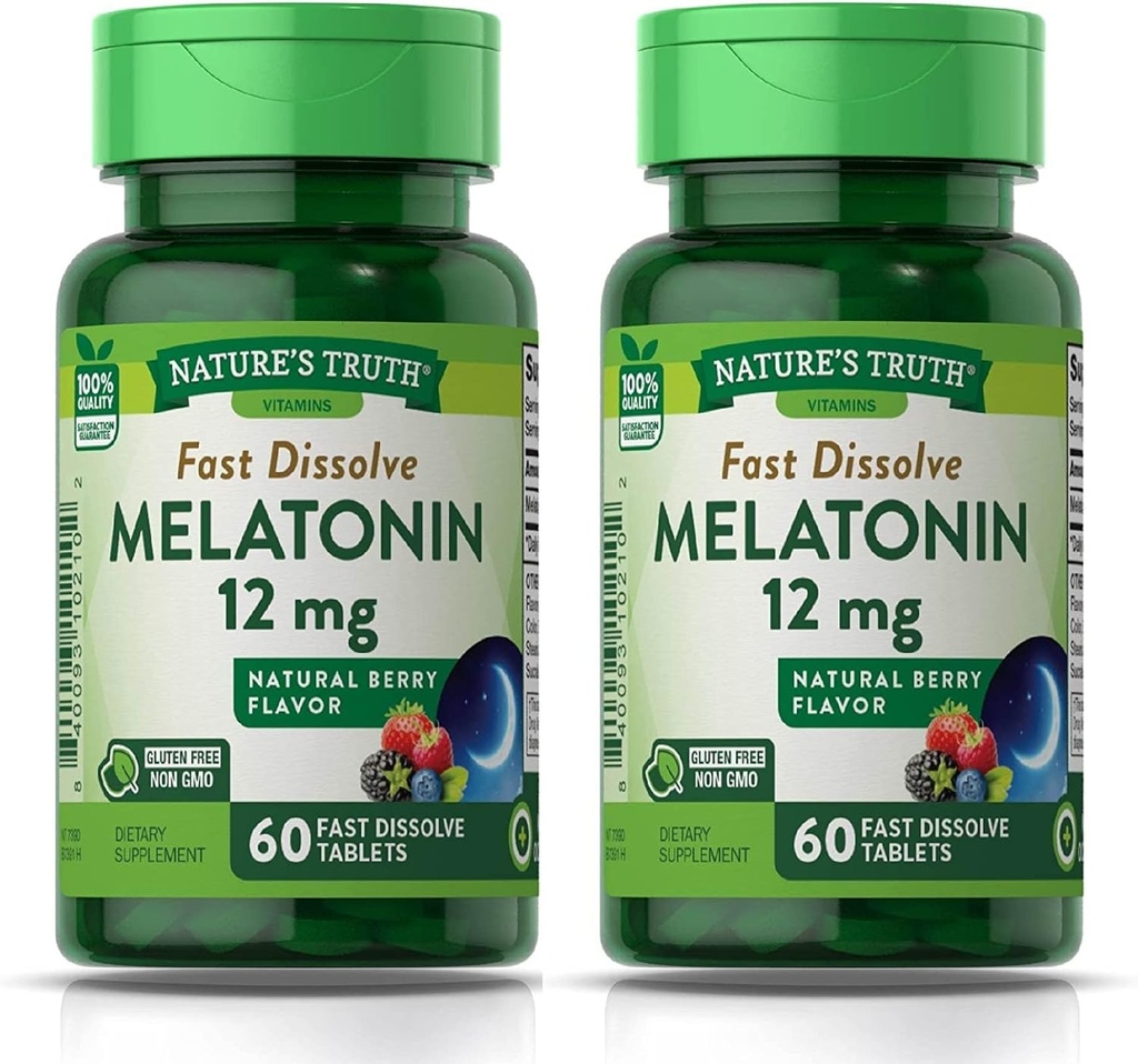 자연의 진실 Melatonin 12 mg의 자연적인 베리 풍미, 60 조사, 다 (포장 2)