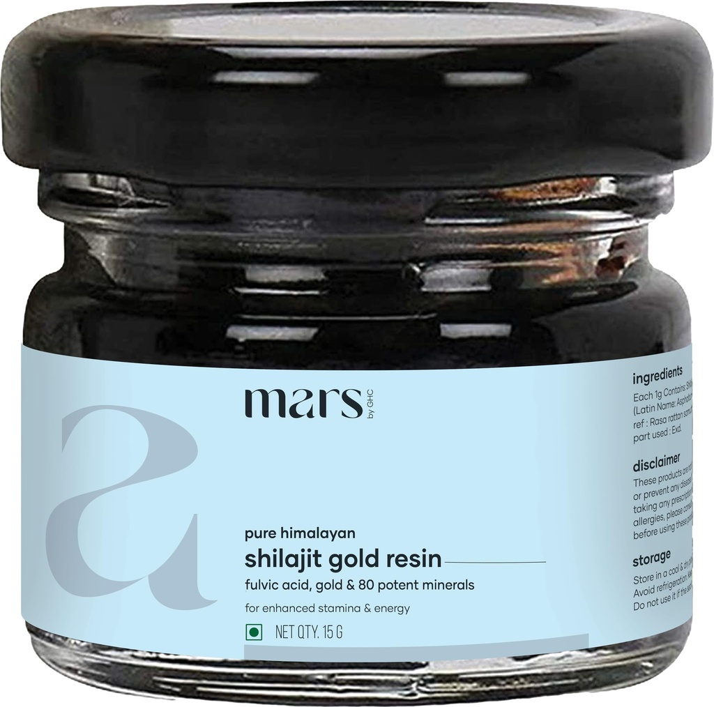 Mars Himalayan Shilajit Gold Resin – 고위 히말라야에서 유기적으로 추출 | 자연 에너지, 활력 및 웰빙 지원 | 15g - 1 팩