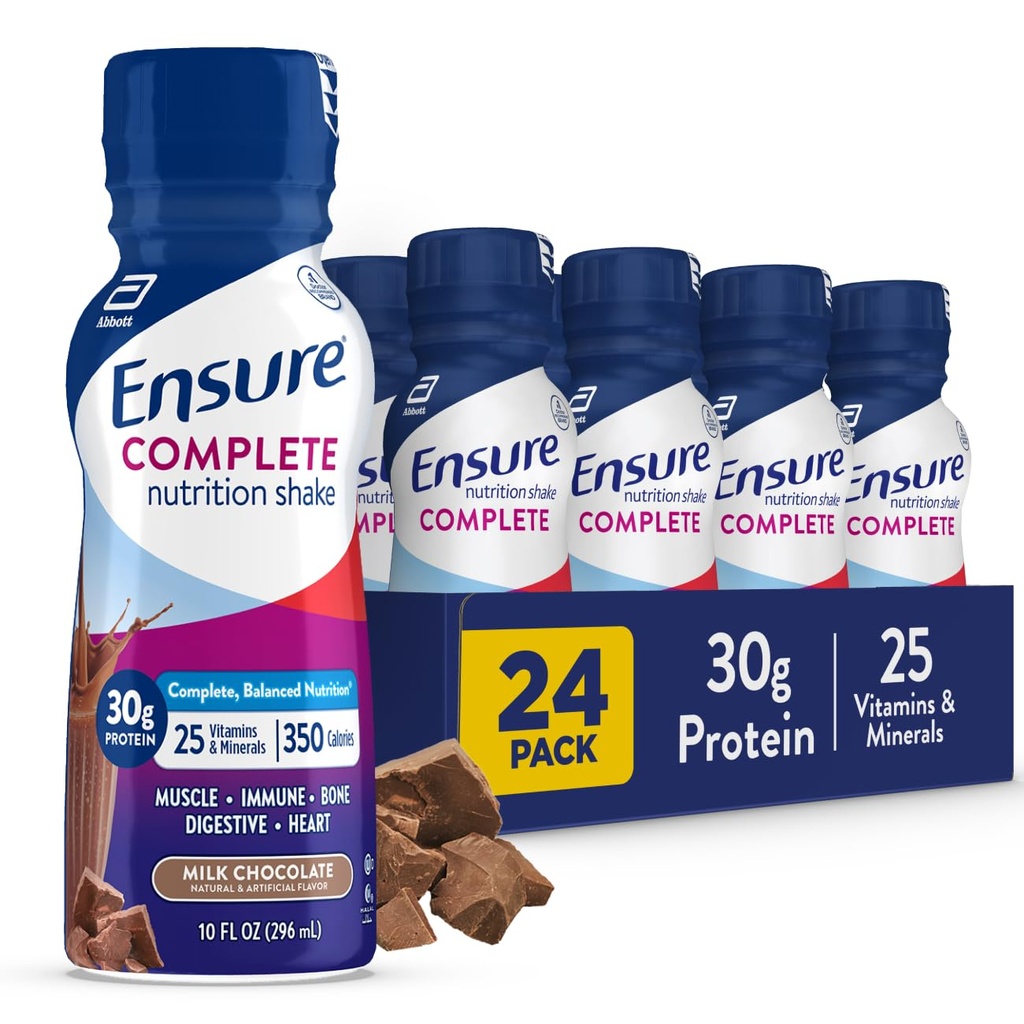 COMPLETE 우유 초콜렛 영양 쉐이크, 완전, 균형 잡힌 식사 교체, 음료, 30g 단백질, 25 비타민 및 미네랄, 10 fl oz - 24 팩