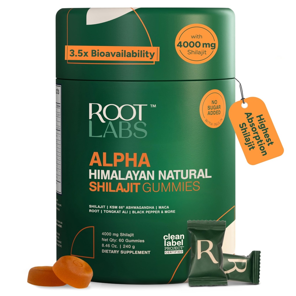 10-in-1 알파 Shilajit Gummies | 4000 mg 순수한 Himalayan Shilajit, Tongkat Ali, Maca 뿌리, 75% Fulvic 산 | ShilAbsorb Bioavailability 기술 | 설탕 자유로운 채식주의자, 85+ 추적 무기물 | 60 팩