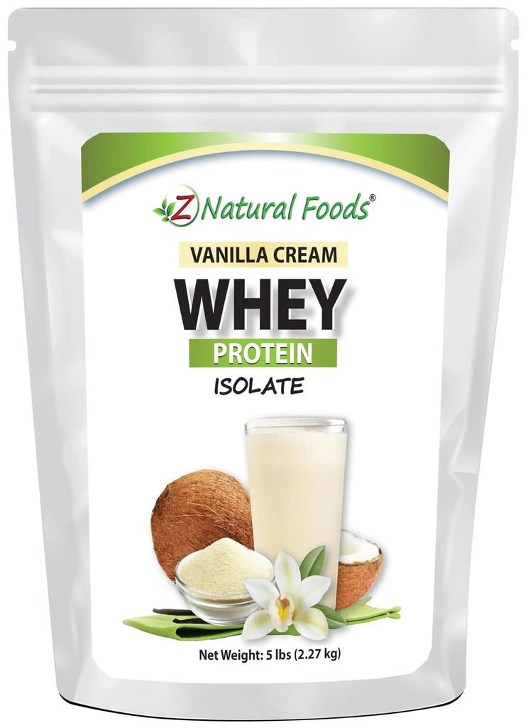 Z 자연적인 음식 바닐라 크림 Whey Protein Isolate, 영양 Rich, 심장 건강과 면역성, 차, 커피, 스무디, 비 GMO, 글루텐 자유로운, 고약, 5개 lbs에서 중대한 맛있은 단백질 분말