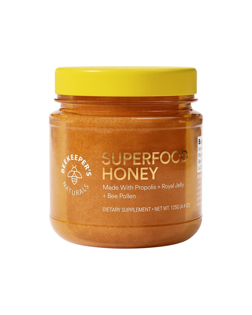 Beekeeper's Naturals의 Superfood 꿀 - Bee Pollen, Royal Jelly, Propolis, Honey - Natural Energy, Immune Support, Mental Clarity, Athletic Performance (4.4 oz)