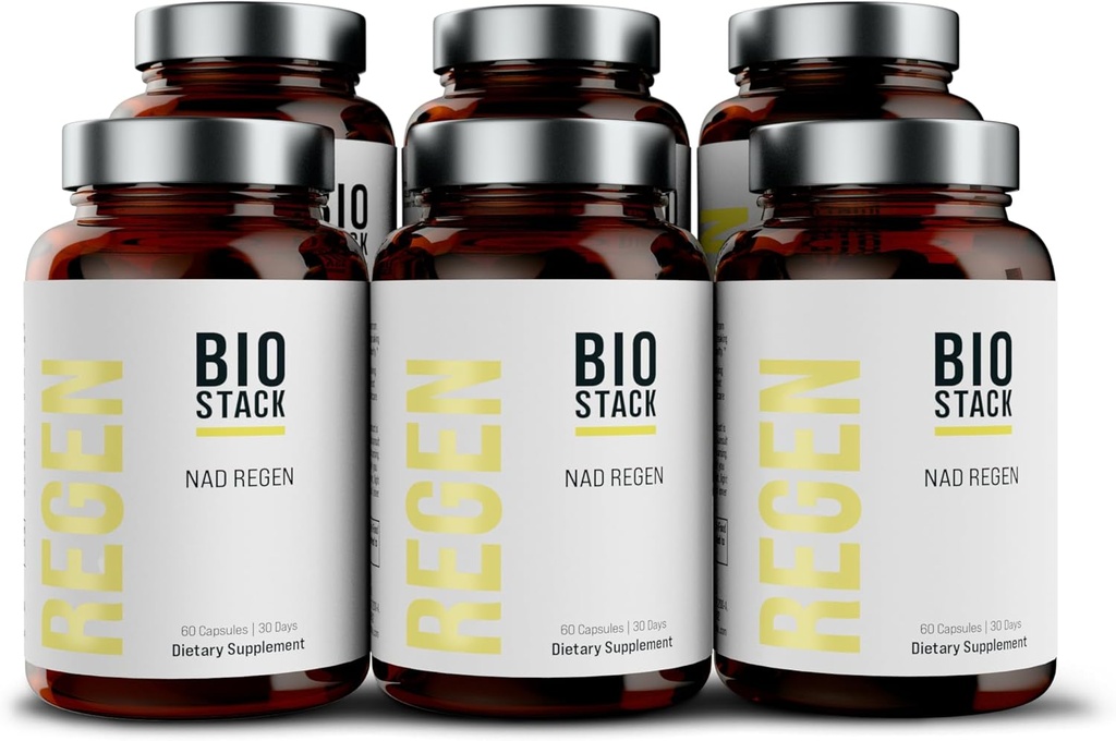 BIOSTACK NAD Regen - 고급 NAD + NAD3, Yüth spermidine, Resveratrol, Niacinamide와 보충 | NMNH 대안 | 노화 방지, 장수 및 세포 건강, 비타민 B3 복합체 (360 캡슐)