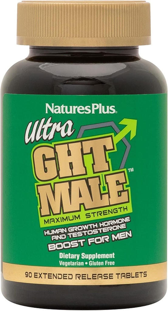 NaturesPlus Ultra GHT Male - 90 Extended Release Tablets - 최대 강도 자연 인간성장 호르몬 부스트 - 글루텐 무료 - 30 서빙