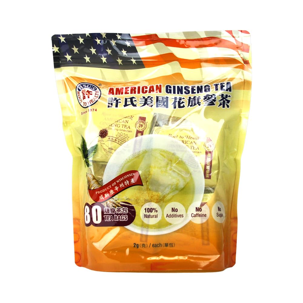 SKU 1024 Hsu | 아메리칸 인삼 티백 80ct | 위스콘신 미국 |  Wi花茶茶 | 西西