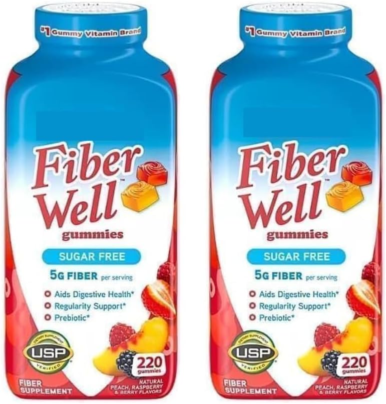 Vita Fiber Well Gummies, 설탕 무료, 복숭아, 라즈베리 & 블랙 베리 맛, 220 조사