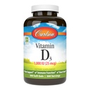 Carlson - 비타민 D3, 1000 IU (25 mcg), 뼈 건강, 근육 건강, Cholecalciferol, 비타민 D 보충교재, 비타민 D3 연약한 젤, 360 Softgels