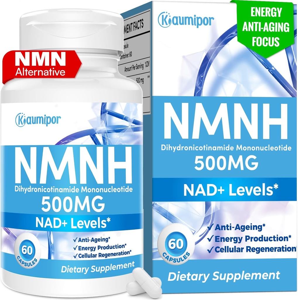 NMNH (Dihydronicotinamide Mononucleotide) NMN 대안 보충교재, Boost NAD+에 봉사 NAD 보충교재 당 500 mg 노화 방지, 에너지, 면역, 초점, 60 Vegan 캡슐을 위한 수준