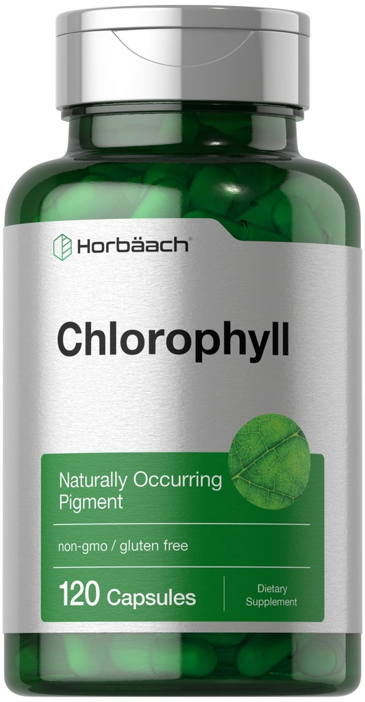 Horbäach Chlorophyll 캡슐 | 120 개 | 비 GMO 및 글루텐 무료 보충 | Naturally-Occurring 안료