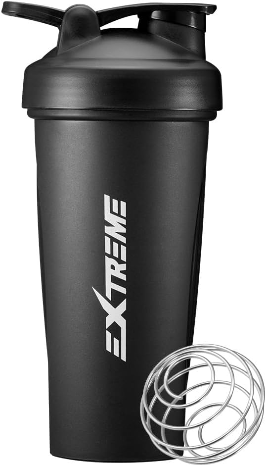 EXTREME 철사 위스키를 가진 고전적인 셰이커 병, 단백질 셰이커 및 전 운동, 누출 증거 셰이커 컵, BPA는, Dishwasher SAFE, 24 Ounce, 검정 해방합니다