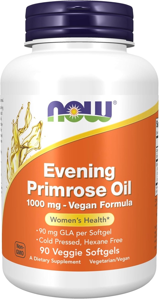 지금 식품 보충제, 저녁 Primrose 오일 1000 mg, 냉 프레스, Hexane 무료, Vegan 공식, 90 Veg Softgels
