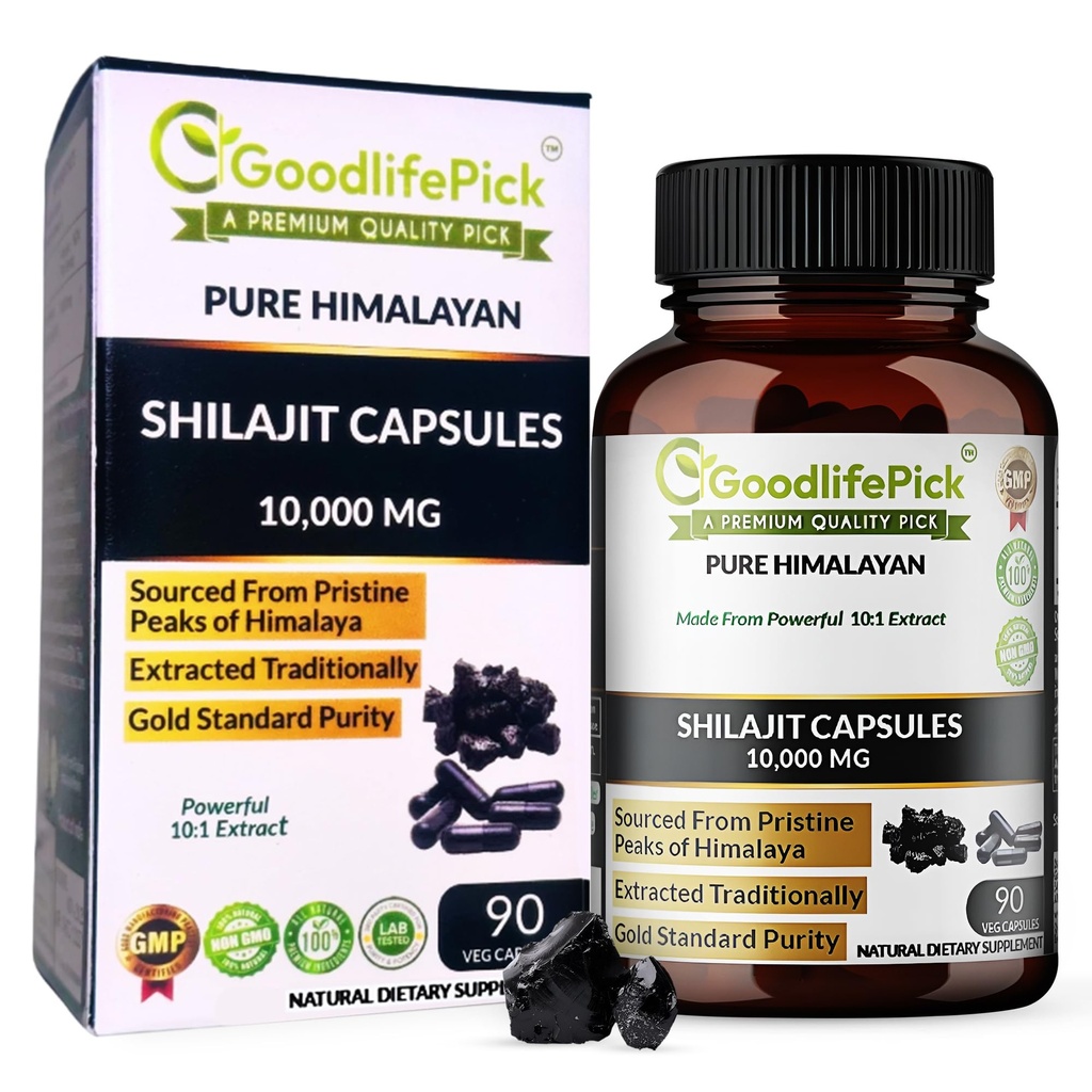 순수한 Himalayan Shilajit 캡슐. Trace Mineral & Fulvic Acid의 최대 강도 천연 Shilajit Rich. 높은 고도 Sourcing. 비 GMO 90ct. 전통적으로 냄새 없음