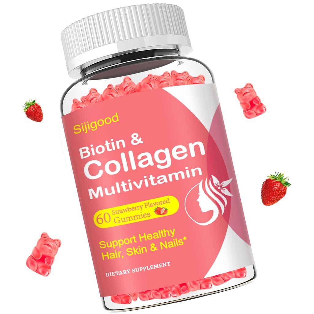 여자 남자를 위한 교원질 Gummies, 50의 교원질 펩티드 단백질 유형 I, II, III, V, Biotin Keratin 비타민 C를 가진 X D E B12 K2 피부 머리 못 Immunity 에너지 60 딸기 맛을 내는 Gummies를 위한 C A D E B12 K2