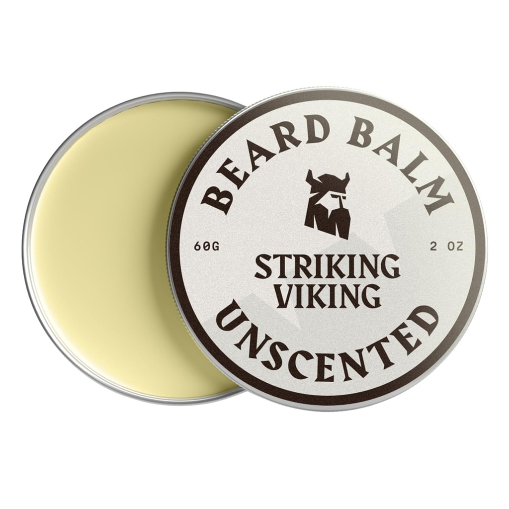 남자를위한 스트릭 바이킹 Beard Balm - Beard 컨디셔너에 남겨 - Naturally Derived Beard Butter, Argan & Jojoba Oils (2 Ounce (Pack of 1), Unscented)