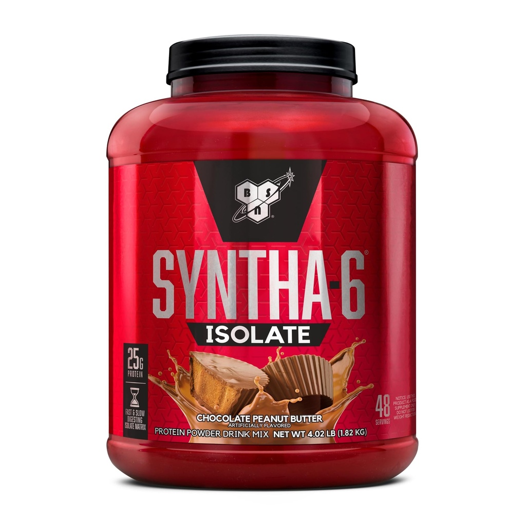 BSN SYNTHA-6 Isolate 단백질 분말, 완두 버터 단백질 분말 Whey Protein Isolate, 우유 단백질 Isolate, 맛 : 초콜릿 땅콩 버터, 48 서빙