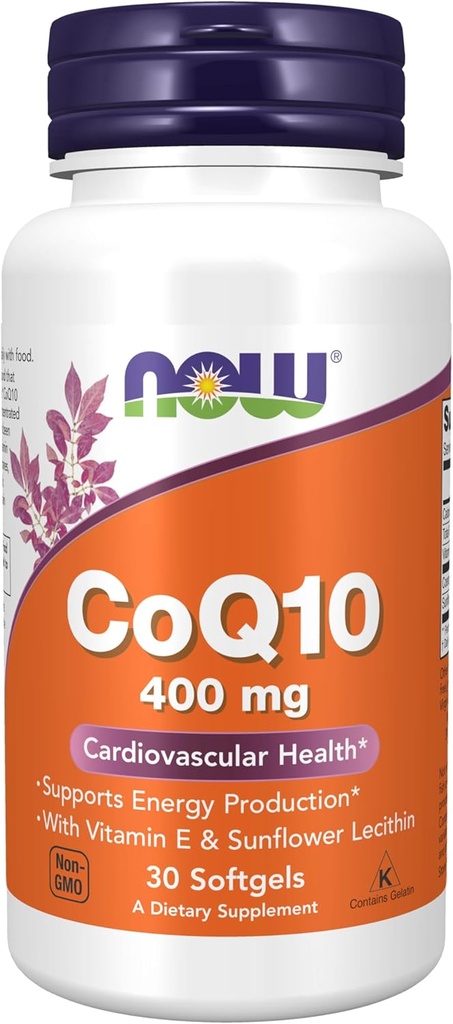 NOW 식품 보충제, CoQ10 400 mg, 제약 학년, 발효, 30 Softgels에 의해 생산 된 모든 전송 양식