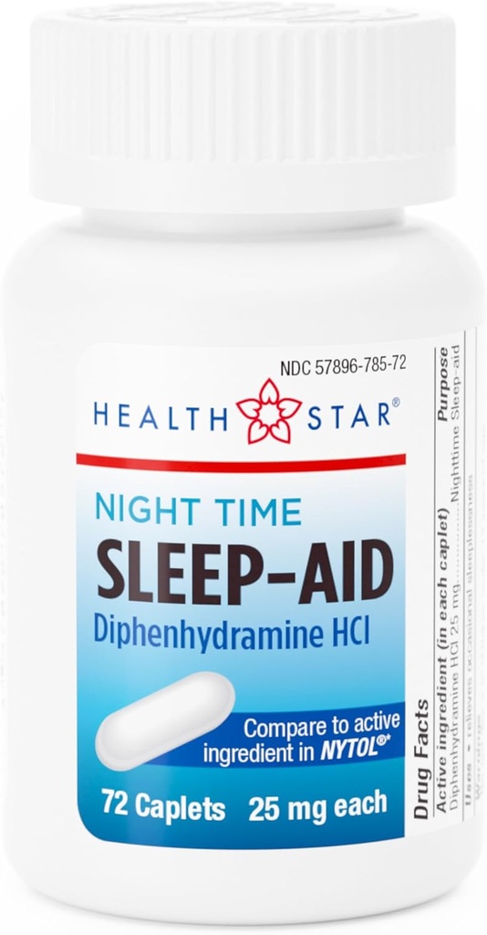GeriCare 야간 Diphenhydramine HCl 25 mg, 수면 보조 모자, 72 조사 (패키지 1)