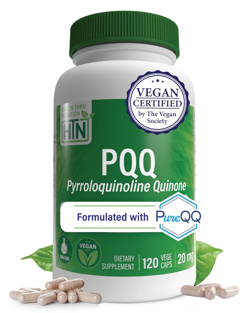 건강 스루 영양 PQQ 20mg 120 서빙 Pyrroloquinoline Quinone 으로 PureQ| Mitochondrial Biogenesis | 인증 비건 | 비 GMO 글루텐 소이 무료 캡슐| 클린 라벨 PQQQQ 관련 상품