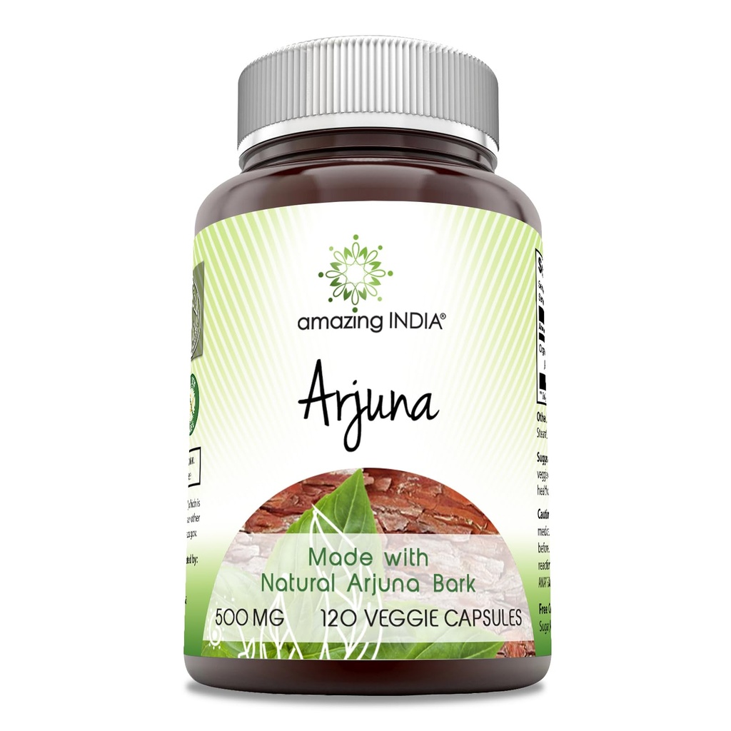 놀라운 인도 Arjuna (자연적인 Arjuna로 만드는) 500 Mg 보충교재 | 채식 캡슐 | Non-GMO | 글루텐 프리 | 미국에서 만든 (1 팩 | 120 개)