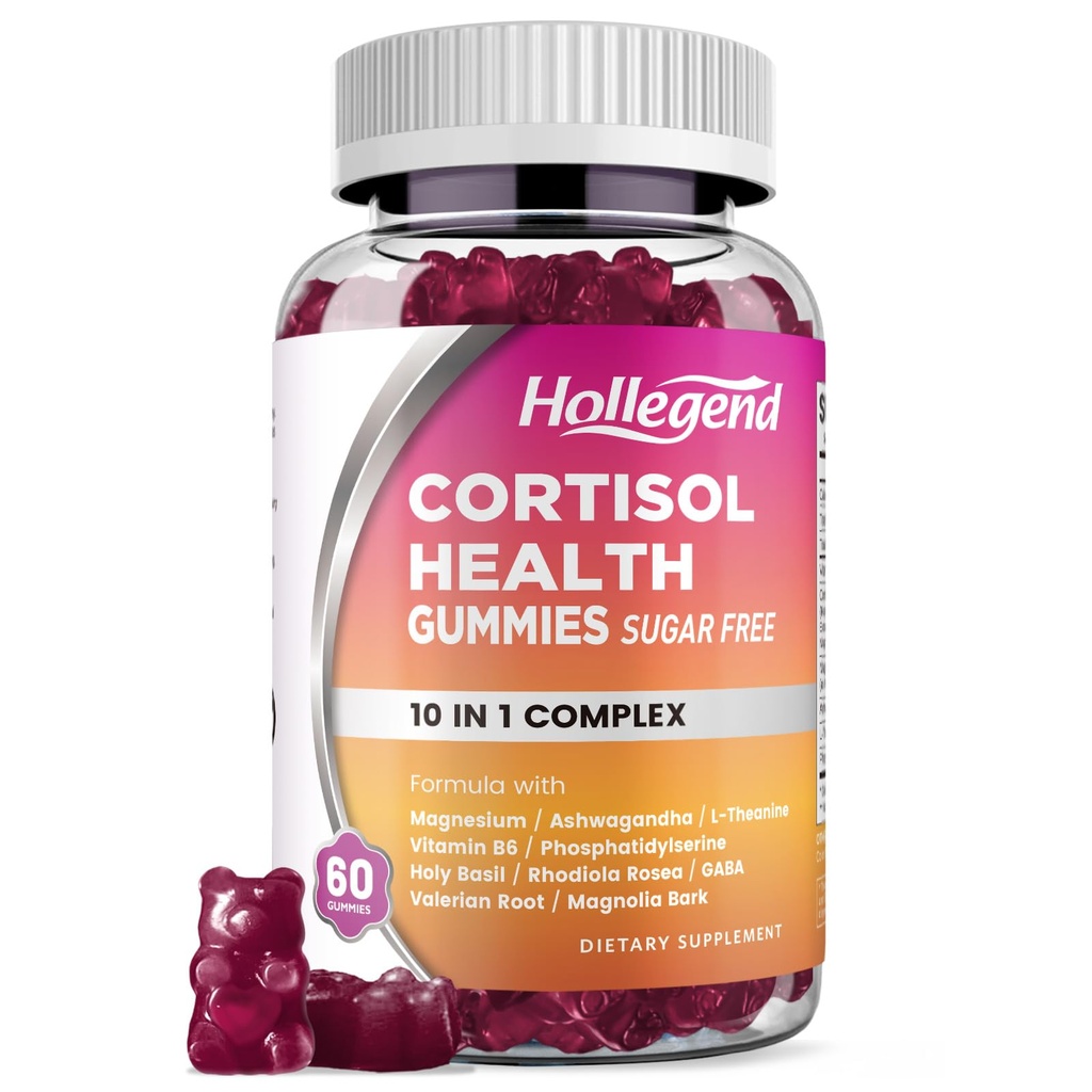 Cortisol는 여자 남자, Ashwagandha, 마그네슘, L-Theanine, Phosphatidylserine, Cortisol Detox, Relaxation, Sleep, Focus, Sugar-Free, Vegan, 60를 가진 Cortisol Gummies를 위한 보충합니다