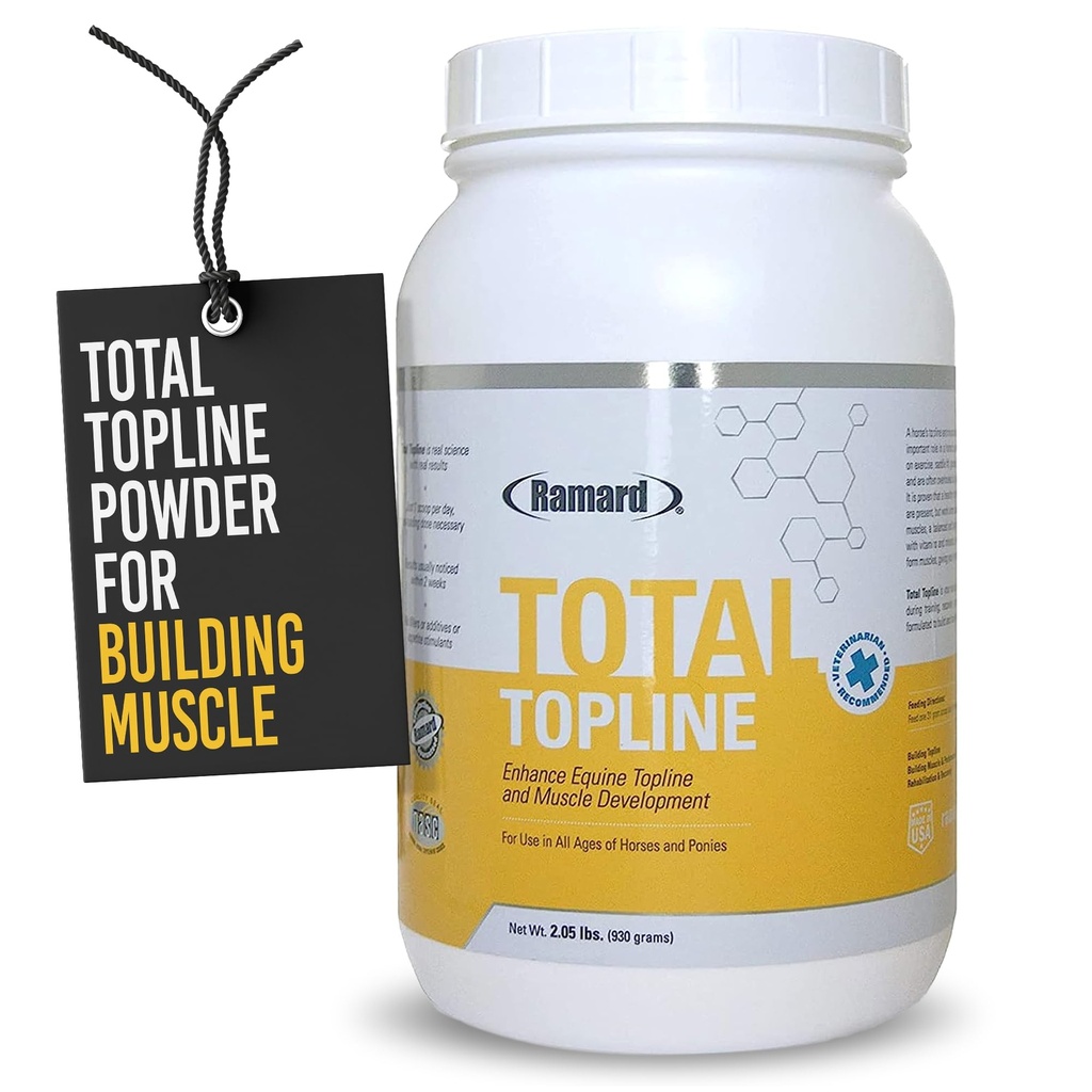 Ramard Total Topline Powder Horse Supplements - Foals 및 Horse를위한 회복 중 근육 조직을 구축하고 유지하십시오 - 단백질 및 아미노산 에너지 말 보충 - 2lb Tub
