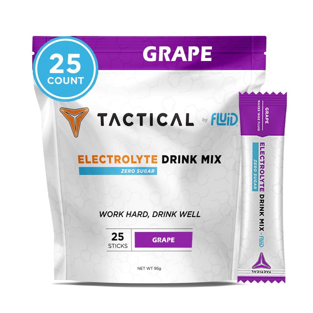유체 전술 - Zero Sugar, Keto Electrolyte Powder, Hydration Packets, 미국 (Grape, 25 카운트)