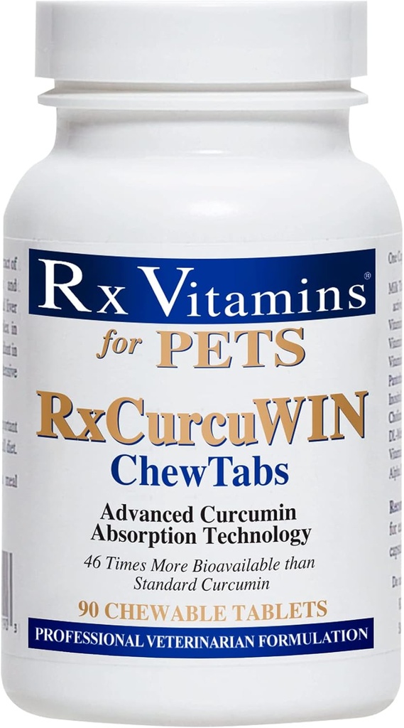 Rx Vitamins CurcuWIN Curcumin - 고양이 면역 지원 - 개 소화 지원 - 90 ct