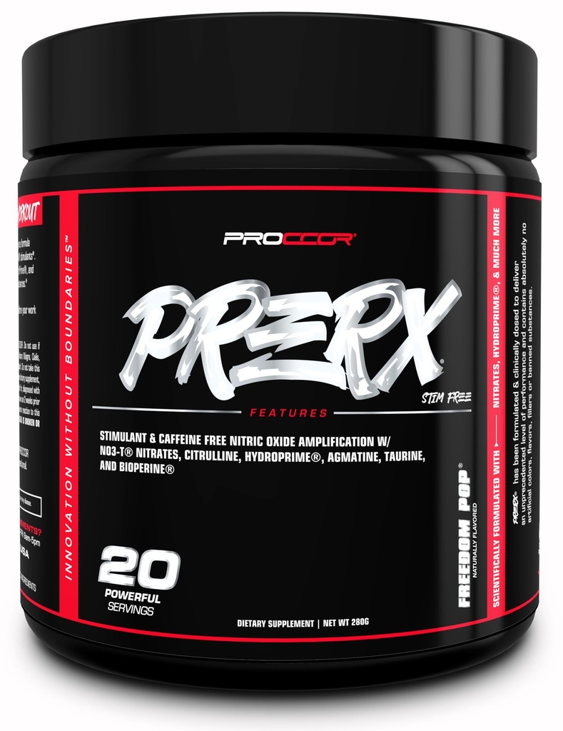 PreRx Caffeine 무료 버전 - 완전히 임상적으로 투약, 과학적으로 공식화 된 성능 Nitrates, 자연적으로 맛 - 20 서빙 (Freedom Pop)