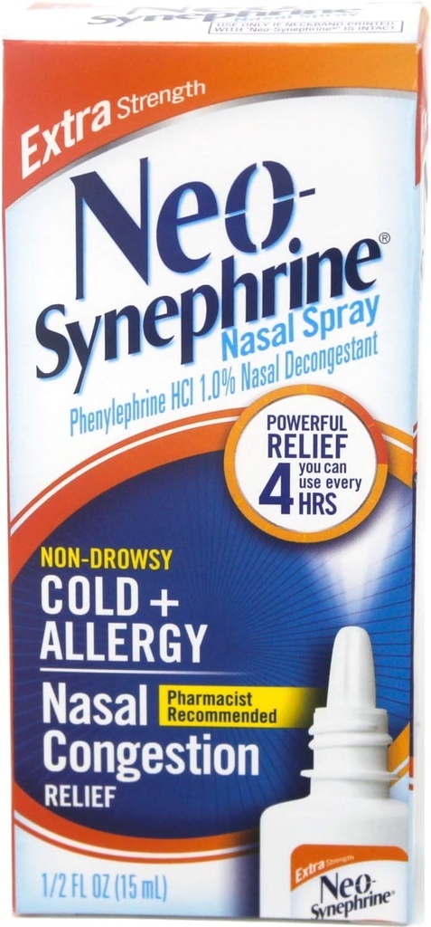 Neo-Synephrine Nasal 살포, 여분 힘 공식, 0.50 온스 각 (3의 볼트 팩)