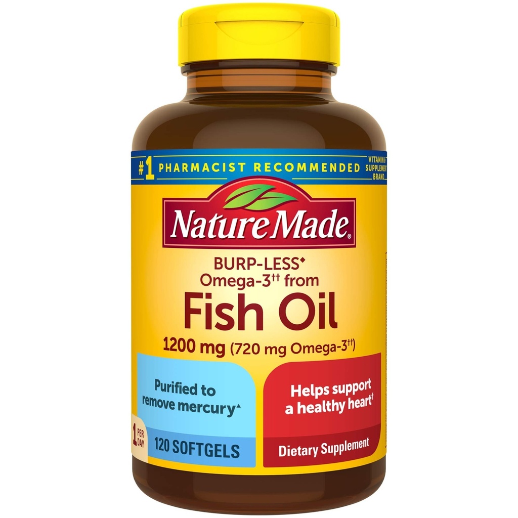 성격은 날, 120 Softgels, 심장 건강을 위한 물고기 기름 Omega 3 보충교재 당 Burp-Less 물고기 기름 1200 mg 하나를 만들었습니다