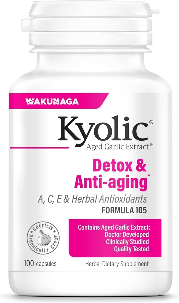 Kyolic Aged 마늘 추출물 공식 105, Detox & 노화 방지