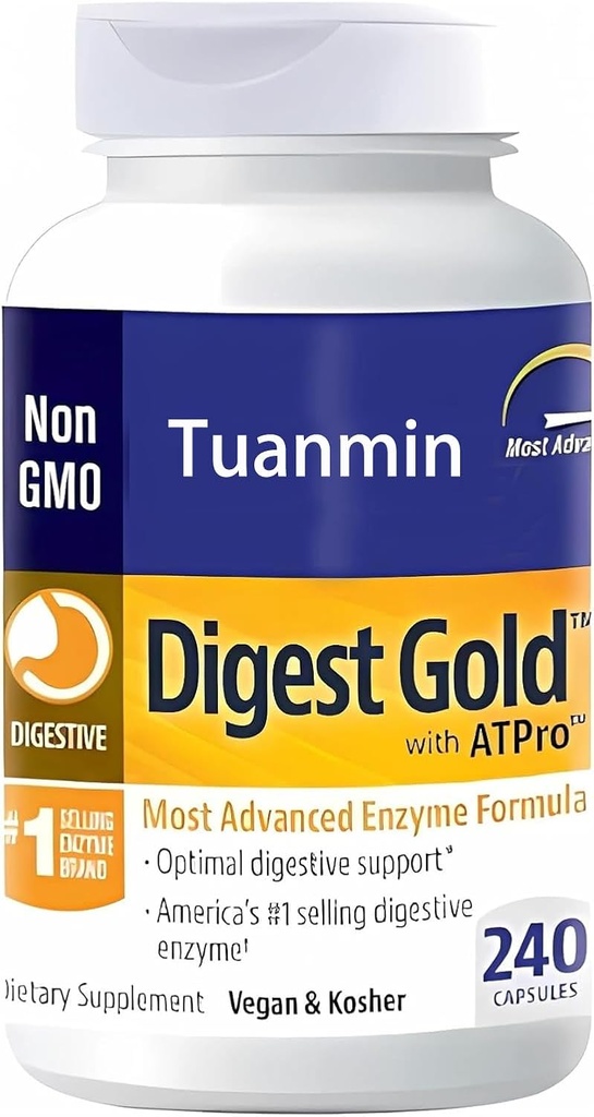 소화 금 + ATPro Enzyme 보충 - 소화 건강을 위한 최대 힘 공식 - 큰 식사의 소화를 지원하고십시오, 도움은 Bloating & 가스, 240의 캡슐을 감소시킵니다