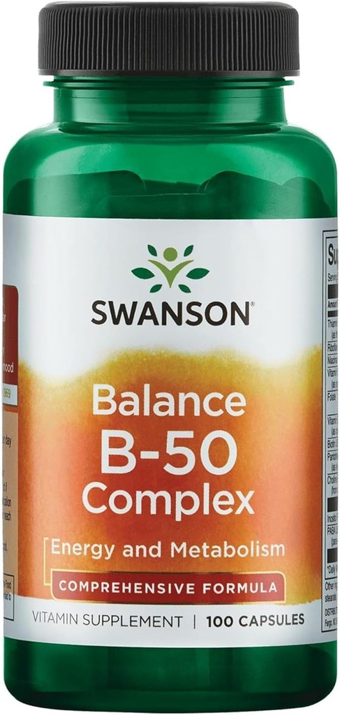 Swanson B-50 Complex - 에너지 및 대사 지원 촉진 비타민 보충 - 5 월 지원 심장 건강, 메모리 및 지원 - (100 캡슐)