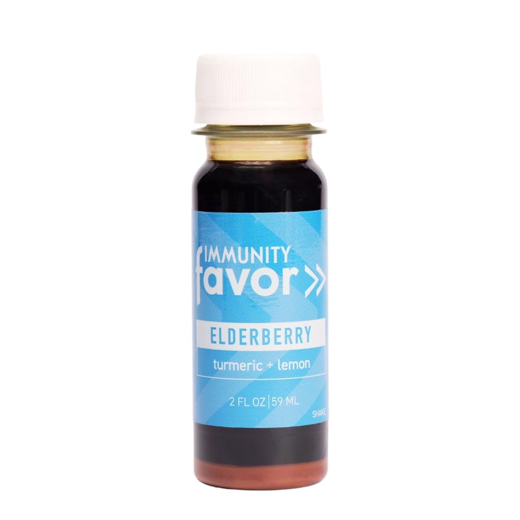 Favor Elderberry Immunity Shot - 심황과 레몬 자연적인 웰니스 샷 - 음료 및 면역 부스트, 비타민 및 영양사, & 매일 웰빙 - 12 팩 (2oz 각)