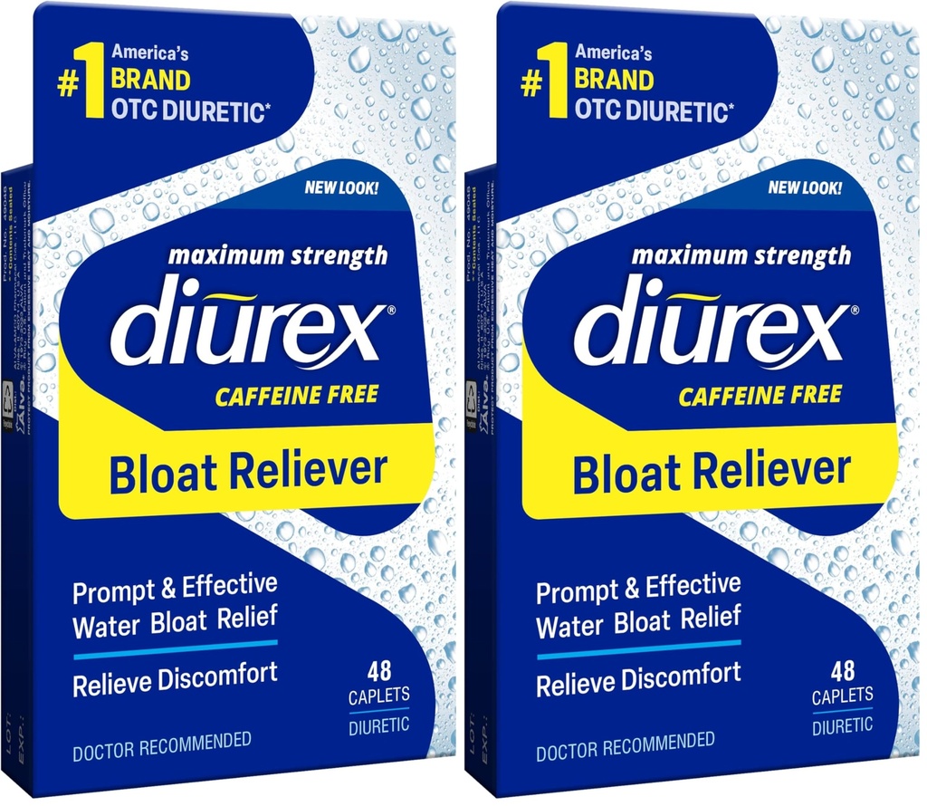 Diurex Max - 최대 힘 Caffeine 자유로운 Diuretic 물 알약 - 더 나은 느낌 및 더 적은, 48 조사 (2의 포장)