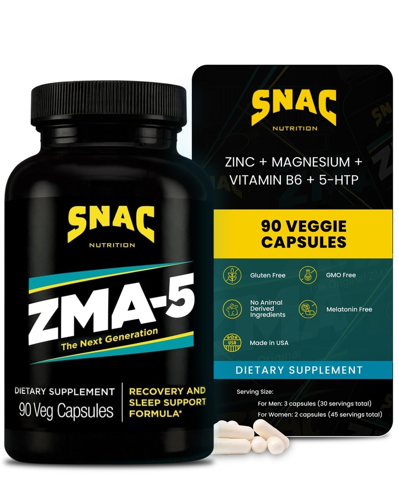 SNAC ZMA-5 수면 보조 보충교재, 근육 회복 & 성장, 면역 지원, & 아연, 마그네슘 & 5HTP, 포스트 운동을 가진 잔여 잠, 침대 ZMA의 앞에 포스트 운동은 90의 Veggie 캡슐을 보충합니다