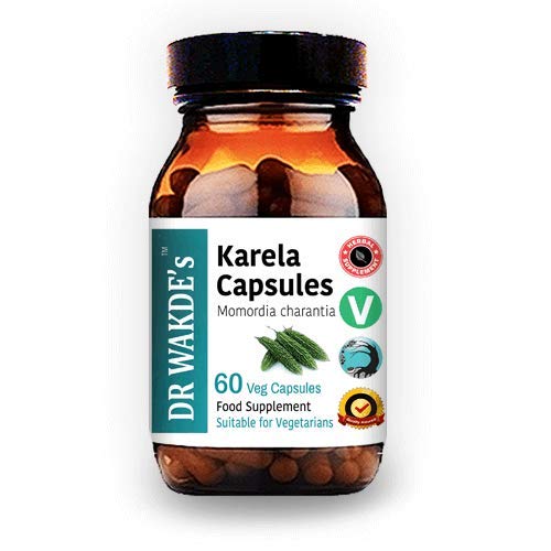 DR WAKDE'S Karela 캡슐 (Bitter Gourd, Bitter Melon, 60 Veg Caps, 식물 기반 보충, Ayurvedic 허브, 모든 자연, 채식)