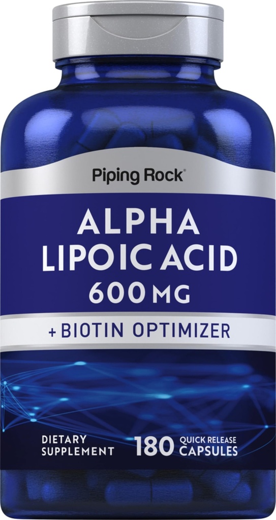 Piping Rock Alpha Lipoic Acid 600mg | 180 캡슐 | Plus Biotin Optimizer | ALA Supplement | 비 GMO, 글루텐 무료