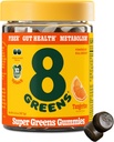 8Greens Fiber Super Greens Gummies | 섬유, 과트 건강, 대사. 소화 건강, 부스트 면역 체계 & 8개의 진짜 녹색을 가진 소화 건강 - 비 GMO 공식, 거미, Tangerine 풍미, 50 조사