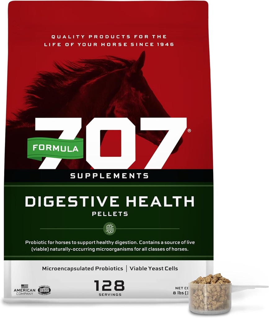 공식 707 소화 건강 Equine 보충교재, 8lb 부대 - 말을 위한 Probiotics, Prebiotics 및 소화 효소