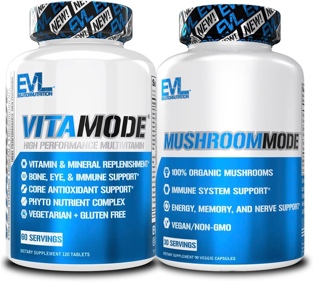 Evlution 남자의 Multivitamin와 버섯 복합체는 필수 무기물과 Phytonutrient Complex 플러스 Nootropic 사자 Mane 버섯 보충교재 캡슐을 가진 매일 Multivitamin를 보충합니다