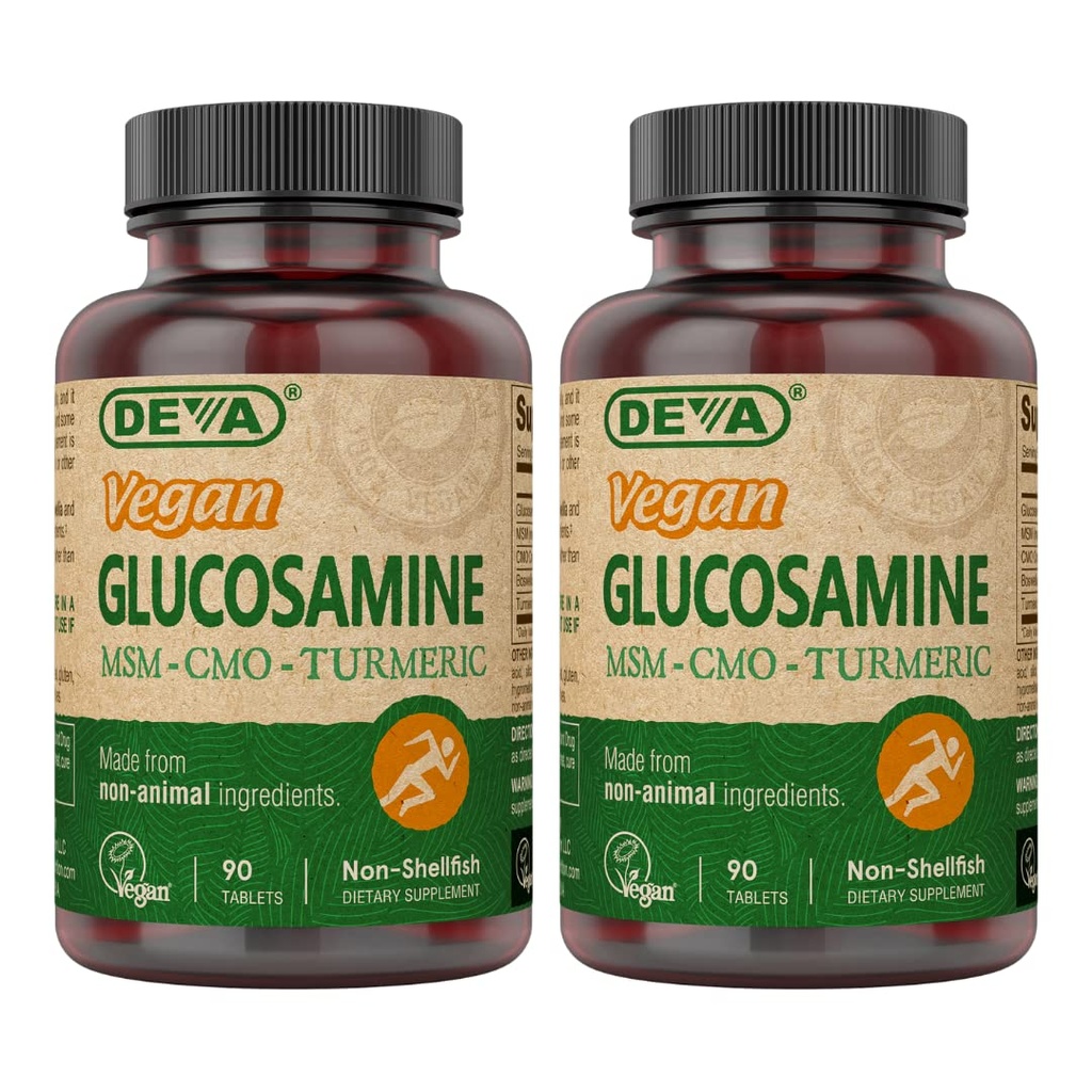 DEVA Vegan Glucosamine-MSM-CMO & Turmeric 보충교재 - 글루텐 자유로운 식물 근거한 영양 보충교재 - 90의 정제 (포장 2)