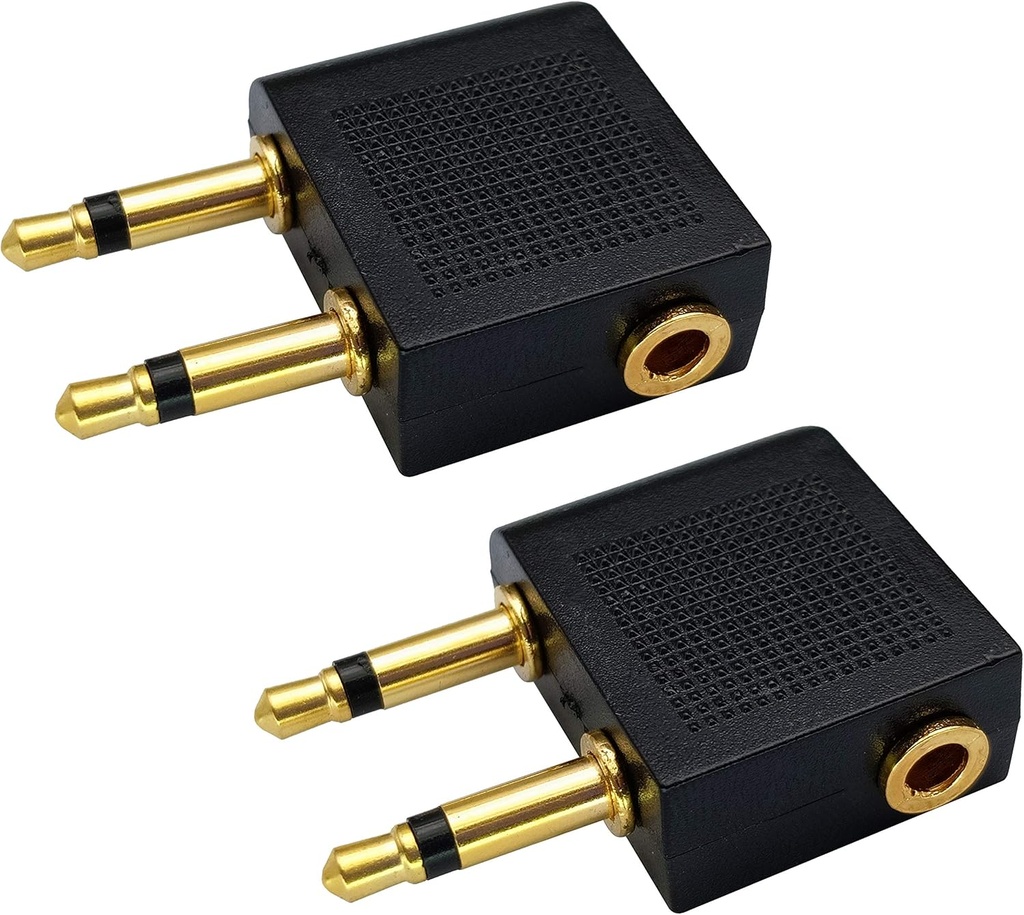듀얼 3.5mm (1/8") 남성 ~ 3.5mm 여성 AUX 오디오 잭 어댑터 변환기 비행기 항공 비행 (2 팩)에 헤드폰 사용