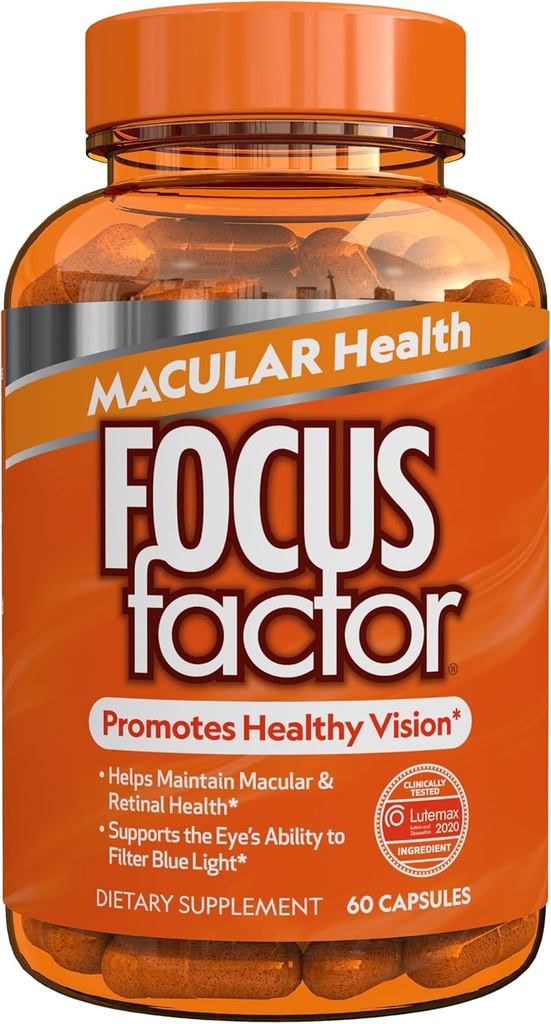초점 요인 Macular 건강 공식 (60 조사) - Macular 지원을위한 눈 비타민 - Folate, 비타민 B12, 비타민 C, 비타민 E, Lutemax 2020®와 Lutein 및 Zeaxanthin 보충 - 눈 건강 지원