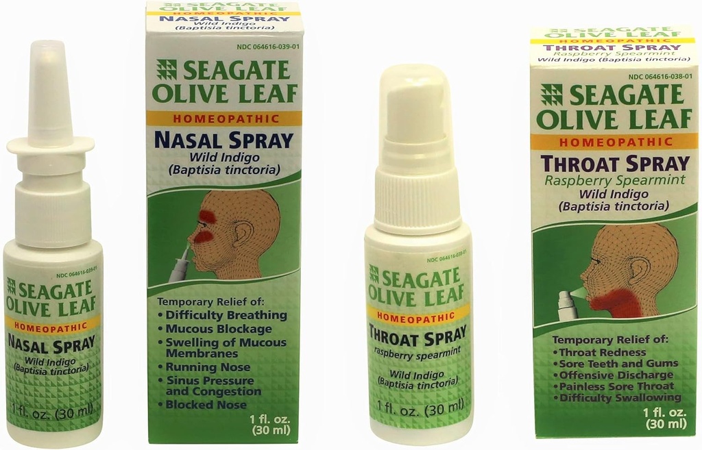 Seagate 제품, 올리브 리프 나살과 라즈베리 Spearmint Throat 스프레이 콤보 팩 (2Pack), 제품