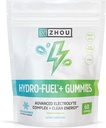 Zhou 영양 Hydro-Fuel+ Gummies - Hydrolyte Gummies, Electrolytes Complex 및 75 mg Caffeine Clean Energy, Hydrating Supplement 용 고급 Chews - 60 Vegan Chews
