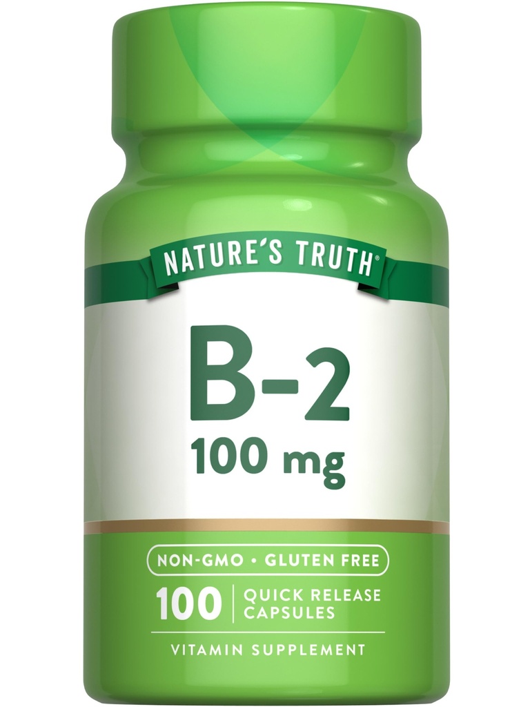 자연의 진실 B2 비타민 | 100mg | 100 캡슐 | 비 GMO & 글루텐 무료 보충 | Riboflavin